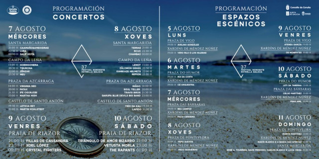 Programa con horarios y escenarios del Festival Noroeste