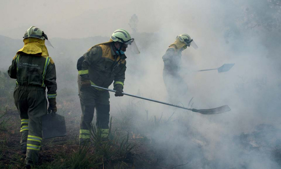 Sorprenden in fraganti a dos presuntos incendiarios en los montes de Teixeira y Nigrán