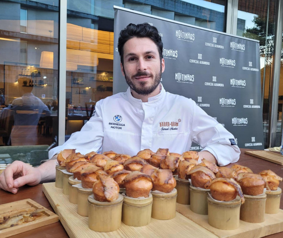 El chef Estrella Michelín Samuel Naveira, en el Showcooking Cervezas Alhambra de noitiNHas