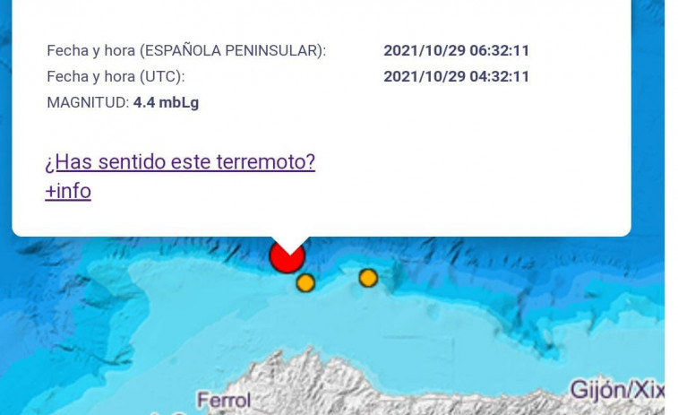 Un terremoto de 4'4 grados se deja sentir en A Coruña