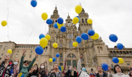 Globos desde el Obradoiro para pedir la paz en Ucrania