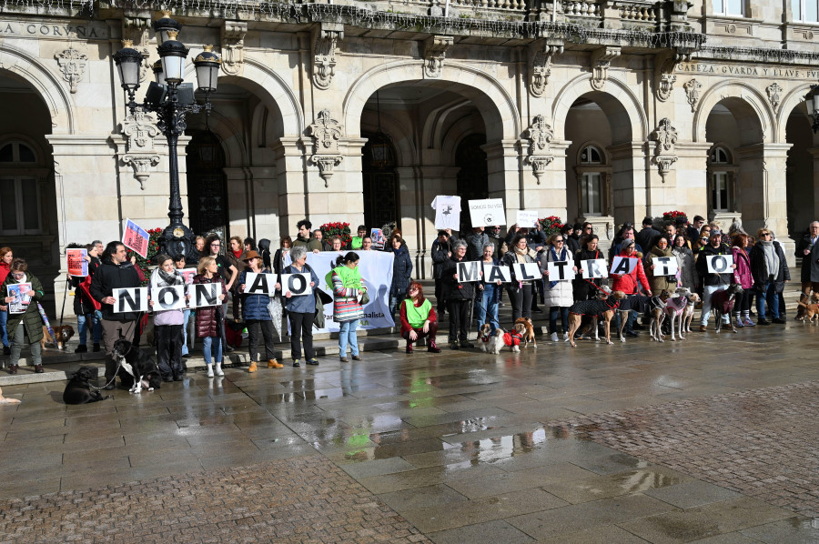 La militancia animalista se une en A Coruña por el bienestar de los perros de caza