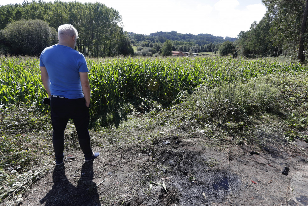 Zona en la que se salió el vehículo en Cambre accidente mortal