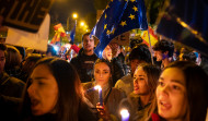 Decenas de personas piden a Europa que detenga la amnistía frente al Parlamento Europeo en Madrid