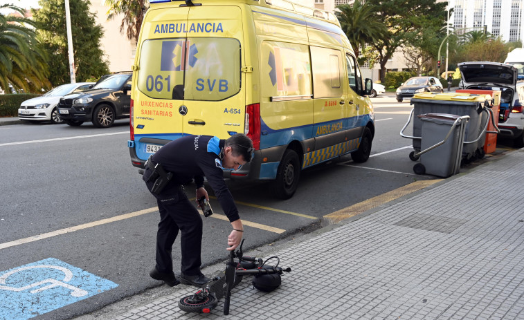 Tercer accidente con conductor de patinete herido en una semana en A Coruña