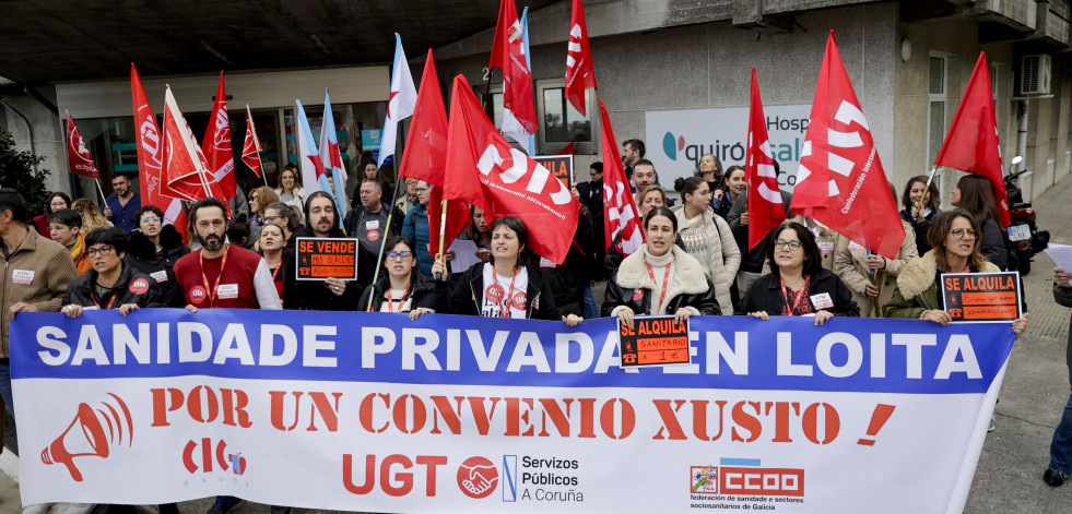 Los sindicatos cifran en el 90% el seguimiento de la huelga de la sanidad privada en A Coruña