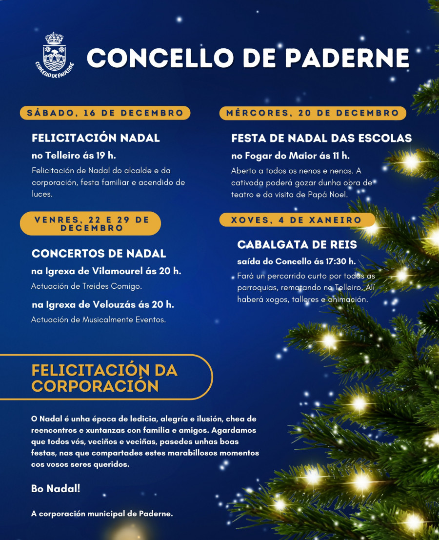 Paderne recibe la Navidad con el encendido de luces: así será el programa de las fiestas