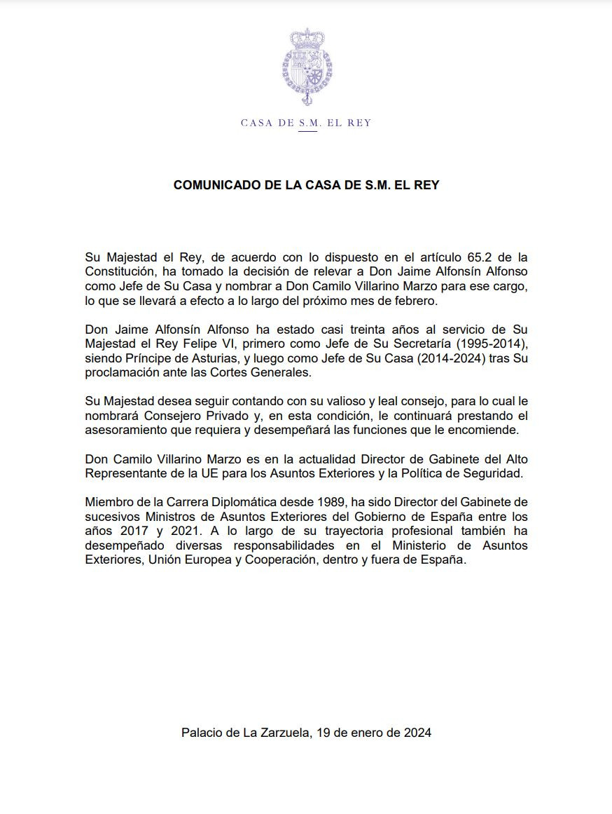 Felipe VI nombra a Camilo Villarino jefe de la Casa del Rey en lugar de Jaime Alfonsín (2)