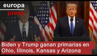 Biden y Trump ganan las primarias en los estados de Ohio, Illinois, Kansas y Arizona