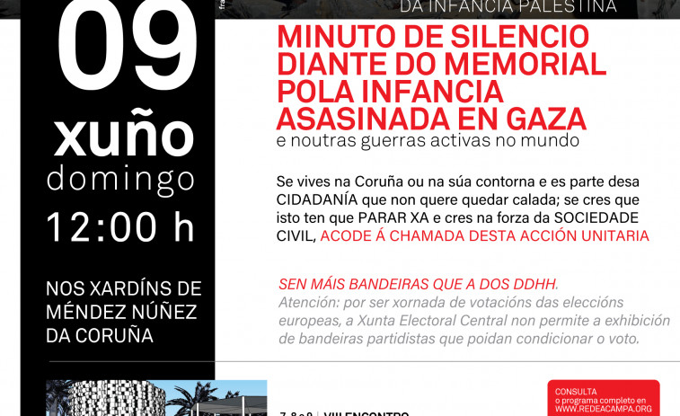 Acampa A Coruña tendrá un memoria para recordar a los niños asesinados en Gaza