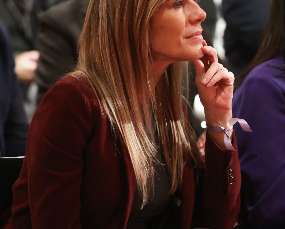 MADRID, 08/03/2024.- Begoña Gómez, esposa del presidente del Gobierno, asiste a un evento celebrado para celebrar el Día Internacional de la Mujer, en el que el Instituto Cervantes recibe los legad