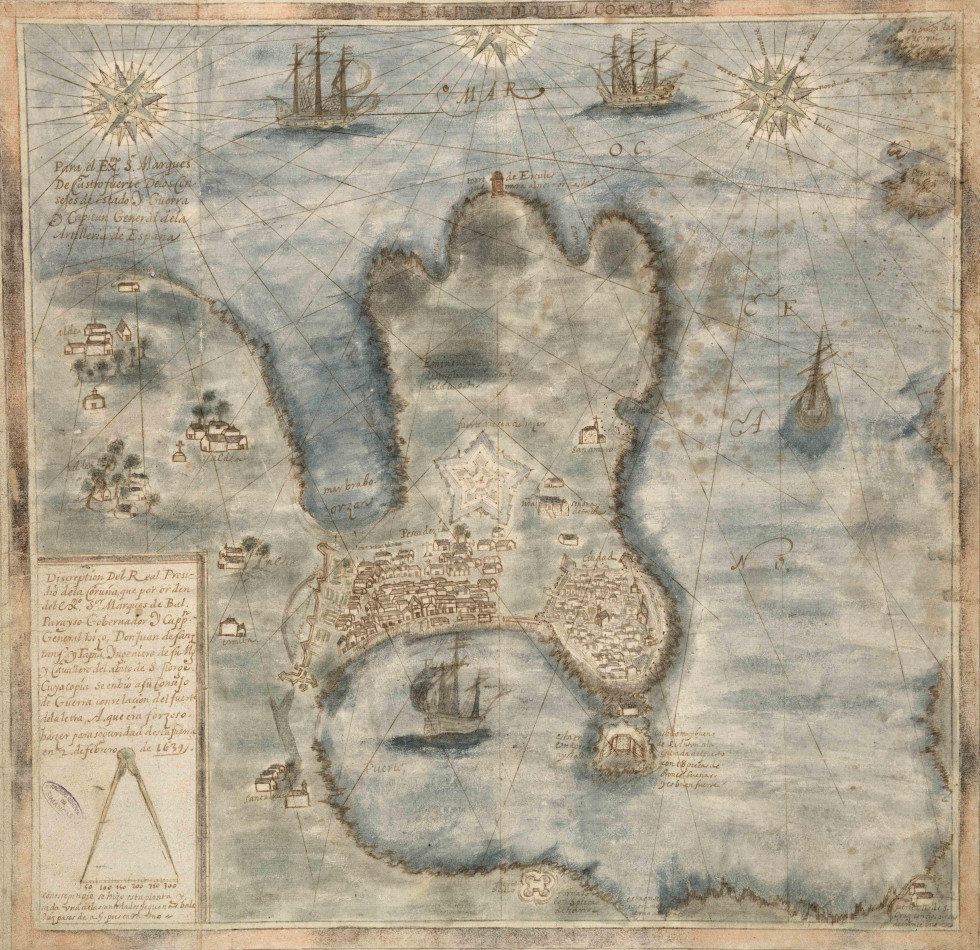 Plano de A Coruña de Santans y Tapia, de 1639, el primero conocido de la ciudad  ARCHIVO GENERAL DE SIMANCAS