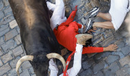 Un herido por asta de toro en el paladar en el primer encierro de los Sanfermines