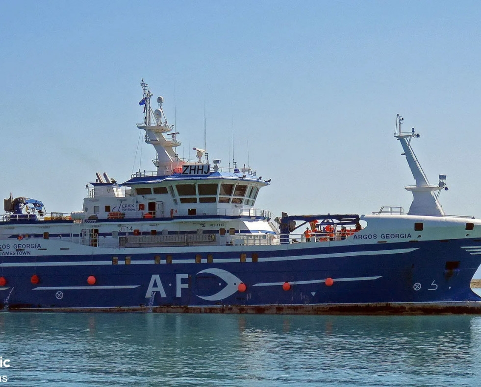 MADRID, 23/07/2024.- Vista del pesquero Argos Georgia, en el que iban 27 personas a bordo, entre ellos tripulantes gallegos, que se ha hundido de madrugada en las Islas Malvinas. La Autoridad Marítim