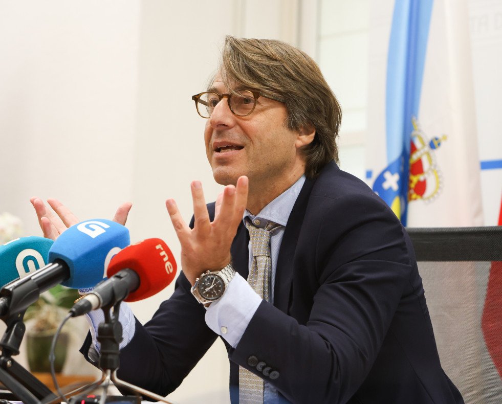 SANTIAGO DE COMPOSTELA, 16/07/2024.- El conselleiro de Hacienda y Administración Pública, Miguel Corgos en rueda de prensa para informar sobre la pasada reunión del Consejo de Política Fiscal y Fi