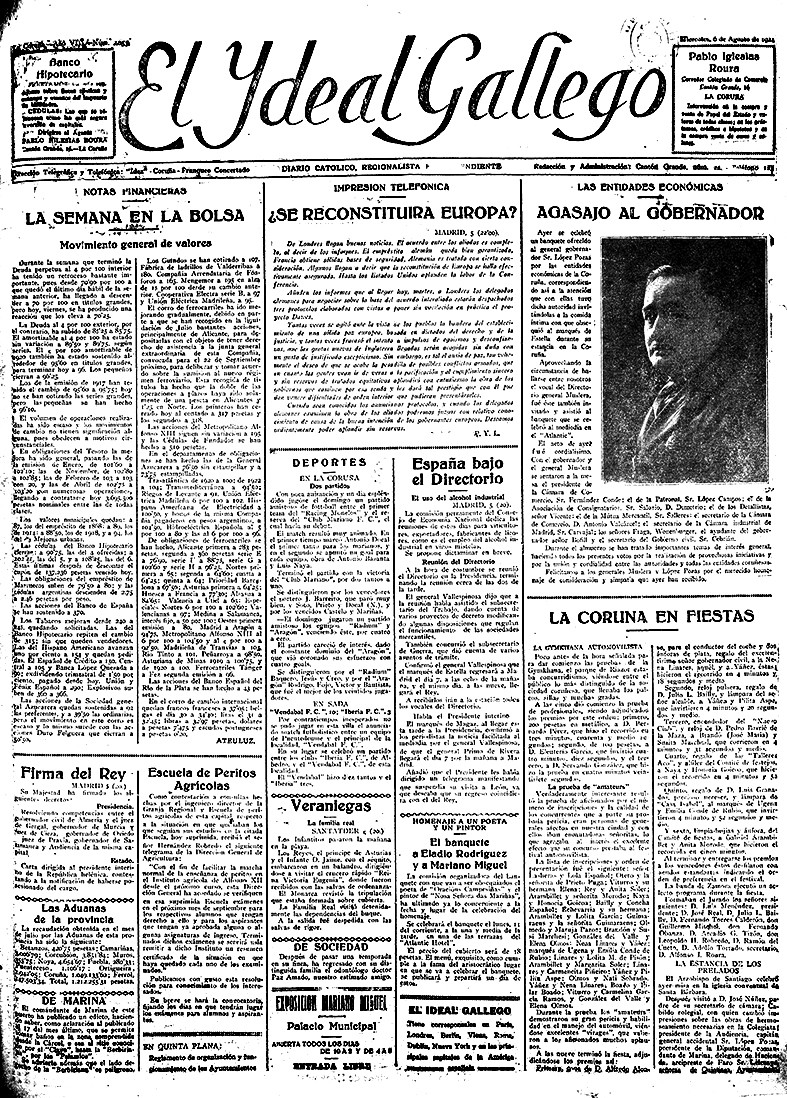 HACE 100 AÑOS  miercoles 6 de agosto