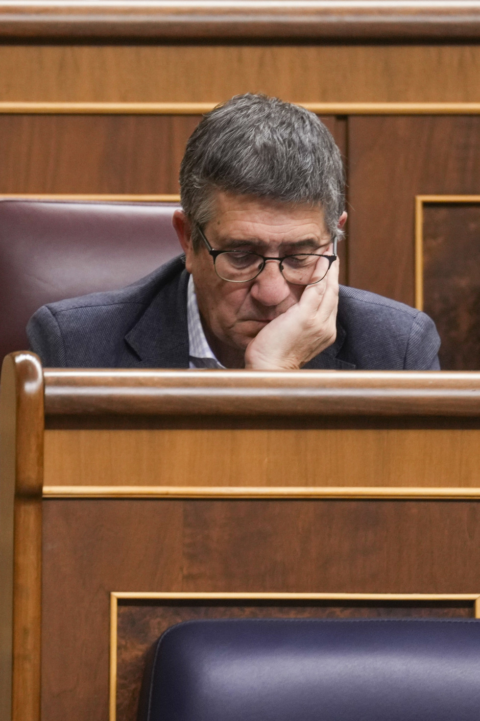 MADRID, 23/07/2024.- El portavoz parlamentario del PSOE, Patxi López, asiste al pleno del Congreso de los Diputados celebrado este martes. EFE/Borja Sánchez-Trillo