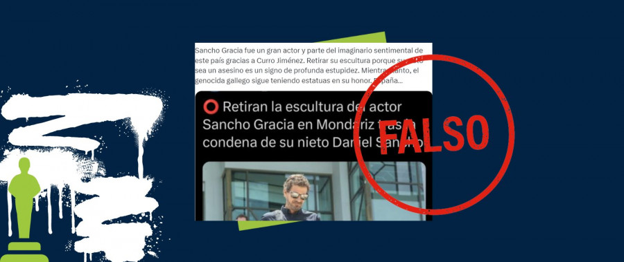 No han retirado la estatua de Sancho Gracia de Mondariz porque su nieto “sea un asesino”