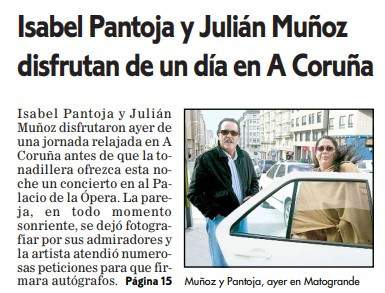 Julian Muu00f1oz e Isabel Pantoja en El Ideal Gallego