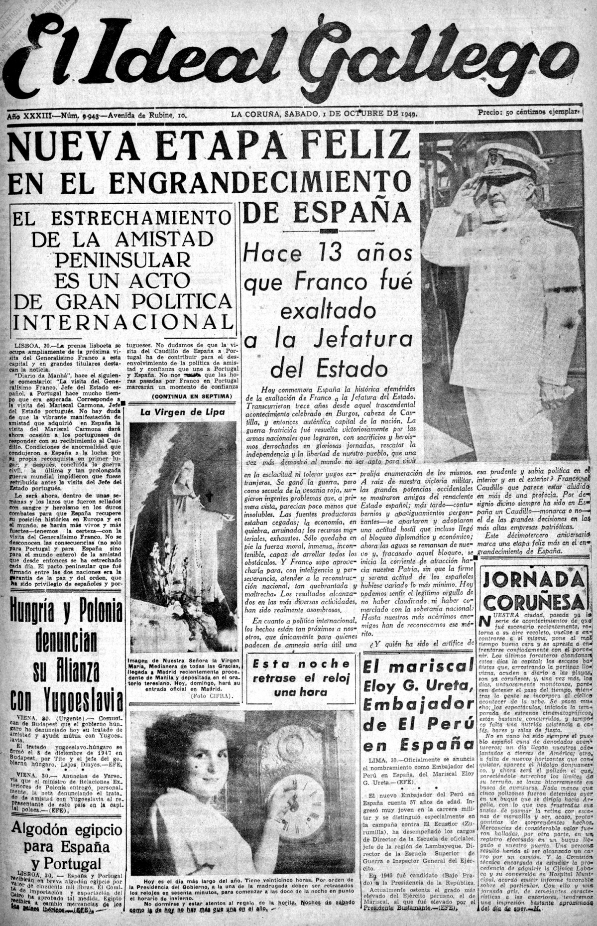 Portada 1 octubre 1949