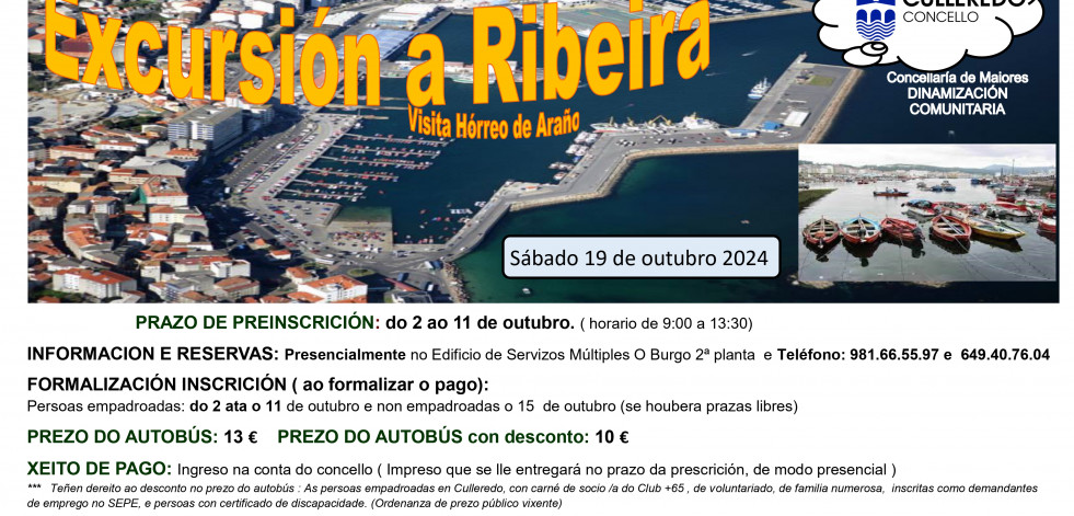 Culleredo organiza para sus mayores una excursión a Ribeira