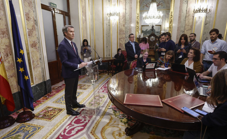 Feijóo pide formalmente en el Congreso la dimisión de Pedro Sánchez