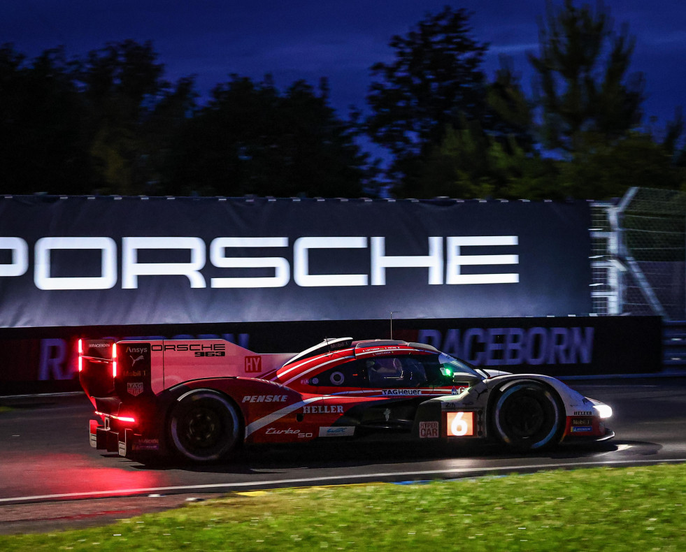 Le Mans (France), 15/06/2024.- Porsche Penske Motorsport car (starting no.06) with Kevin Estre of France Andre Lotterer of Germany and Laurens Vanthoor of Belgium in action during the 92nd edition of 