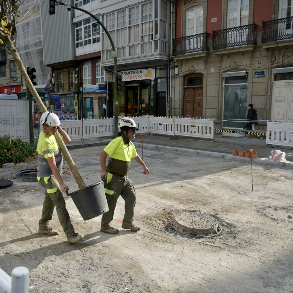 Las obras de San Andrés, en A Coruña, avanzan con la plantación del arbolado y la apertura de un tramo