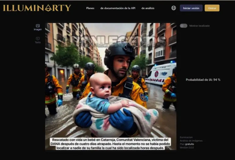 La imagen del rescate del bebé en Catarroja tras la DANA es falsa