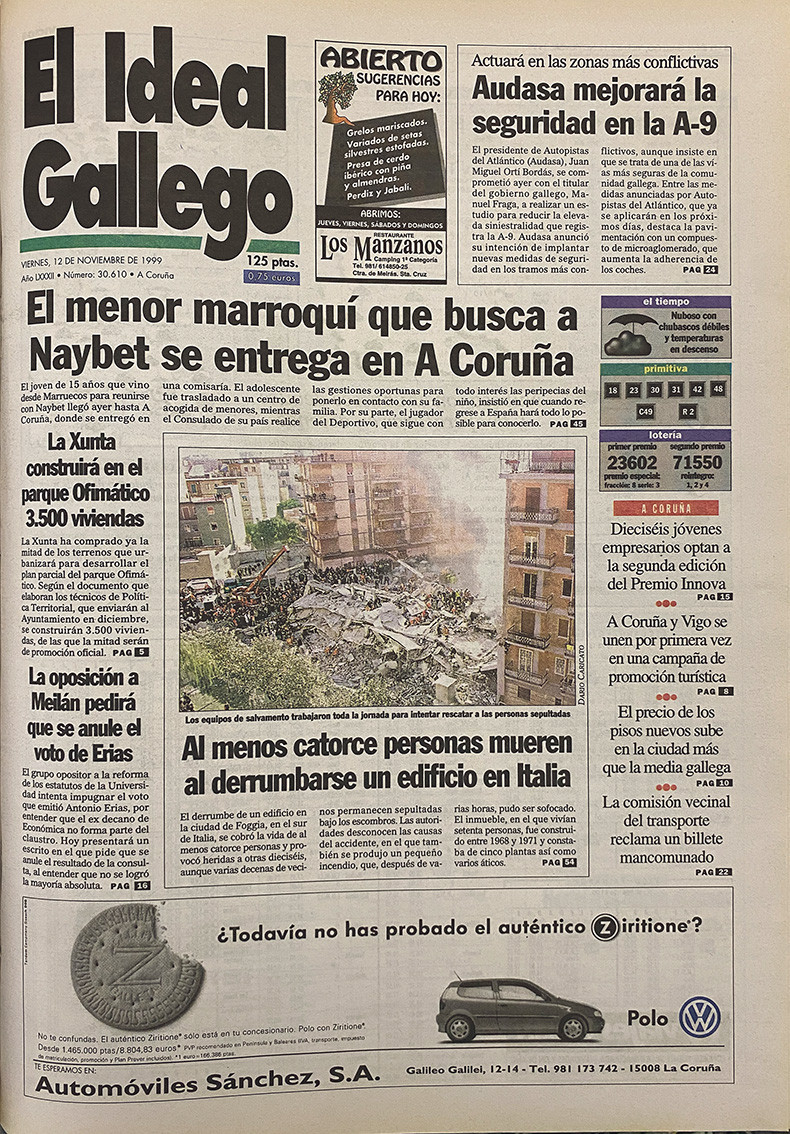 Portada 12 noviembre 1999