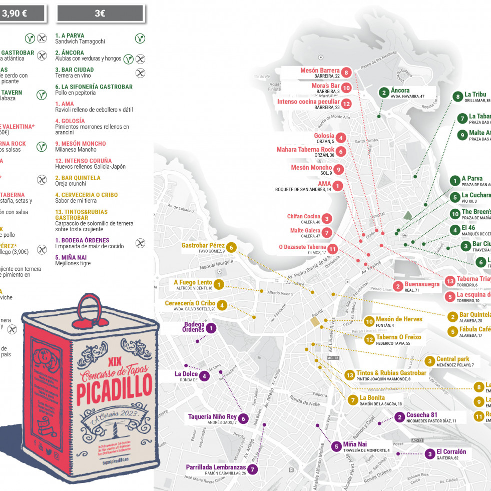 El viaje gastronómico que ofrece el Concurso de Tapas Picadillo por A Coruña