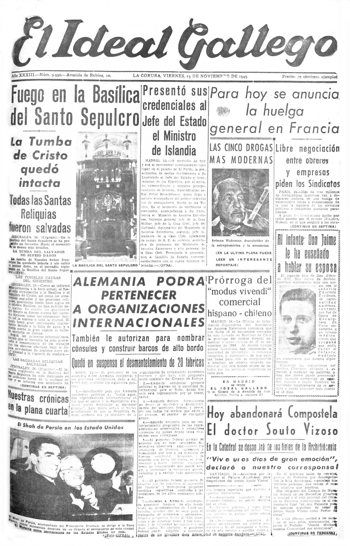 Portada 25 noviembre 1949