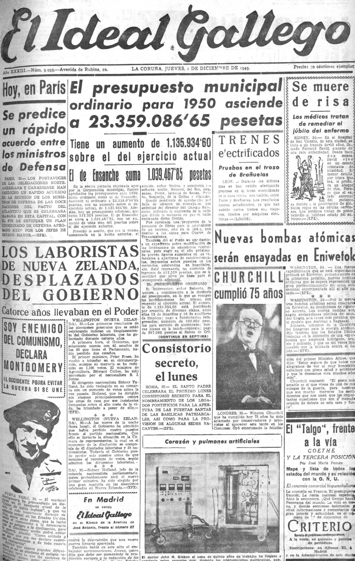 Portada 01 diciembre 1949