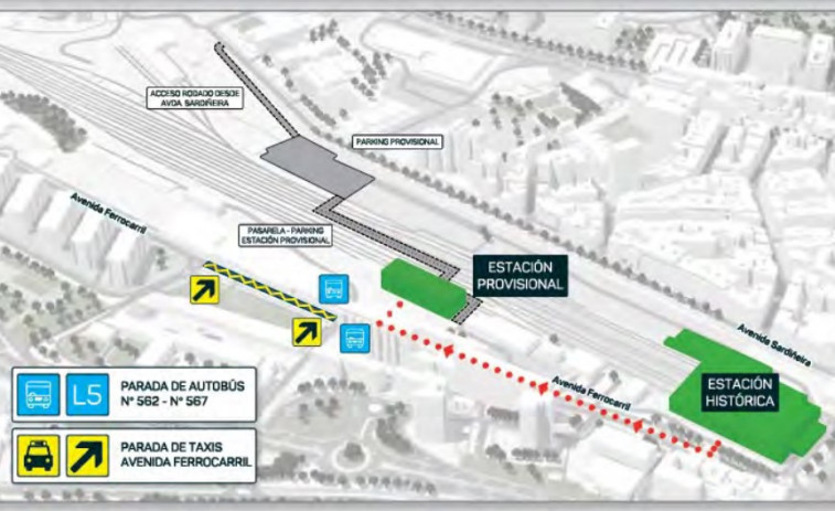 ¿Por dónde tengo que entrar en la estación de tren provisional de A Coruña?