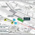 Plano exterior de la estación provisional de tren