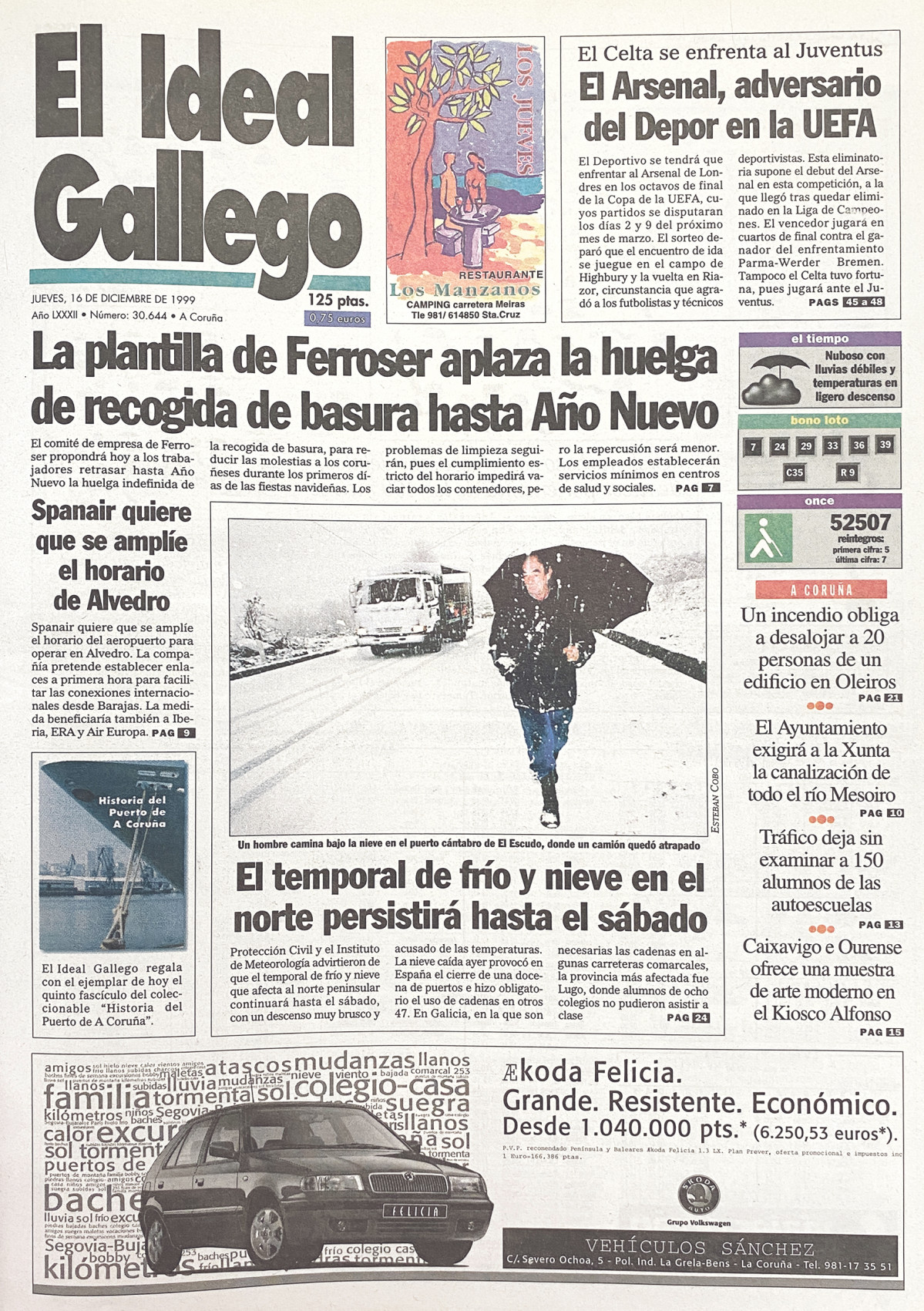 Portada 16 diciembre 1999