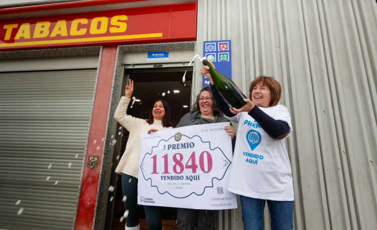 El número 11840, Tercer Premio del sorteo de Navidad deja 3,7 millones en Galicia