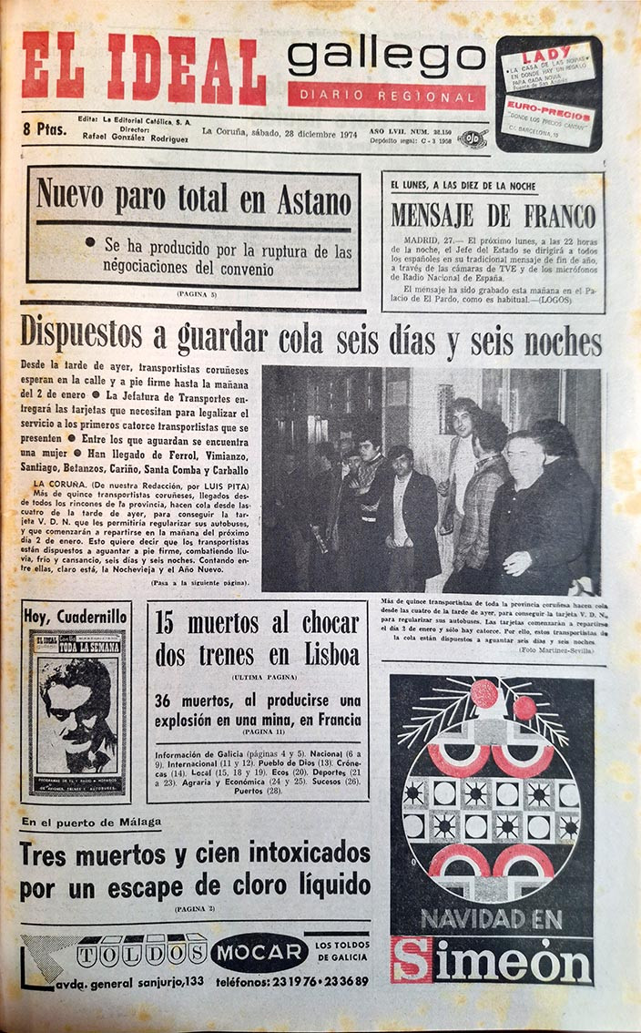 Portada 28 diciembre 1974