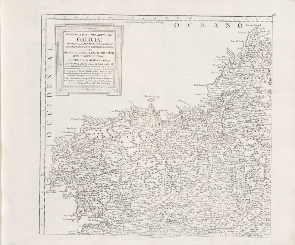 Provincia de A Coruña en el mapa del Instituto Geográfico Nacional de 1794