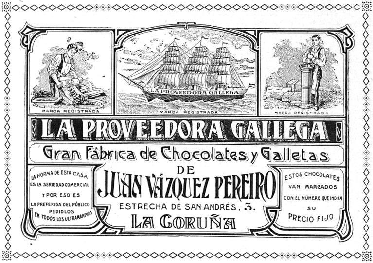 Publicidad Fabrica de Chocolates Juan Vazquez Pereiro 1925