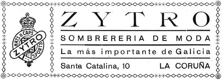 Publicidad Zytro Sombrereria 1925