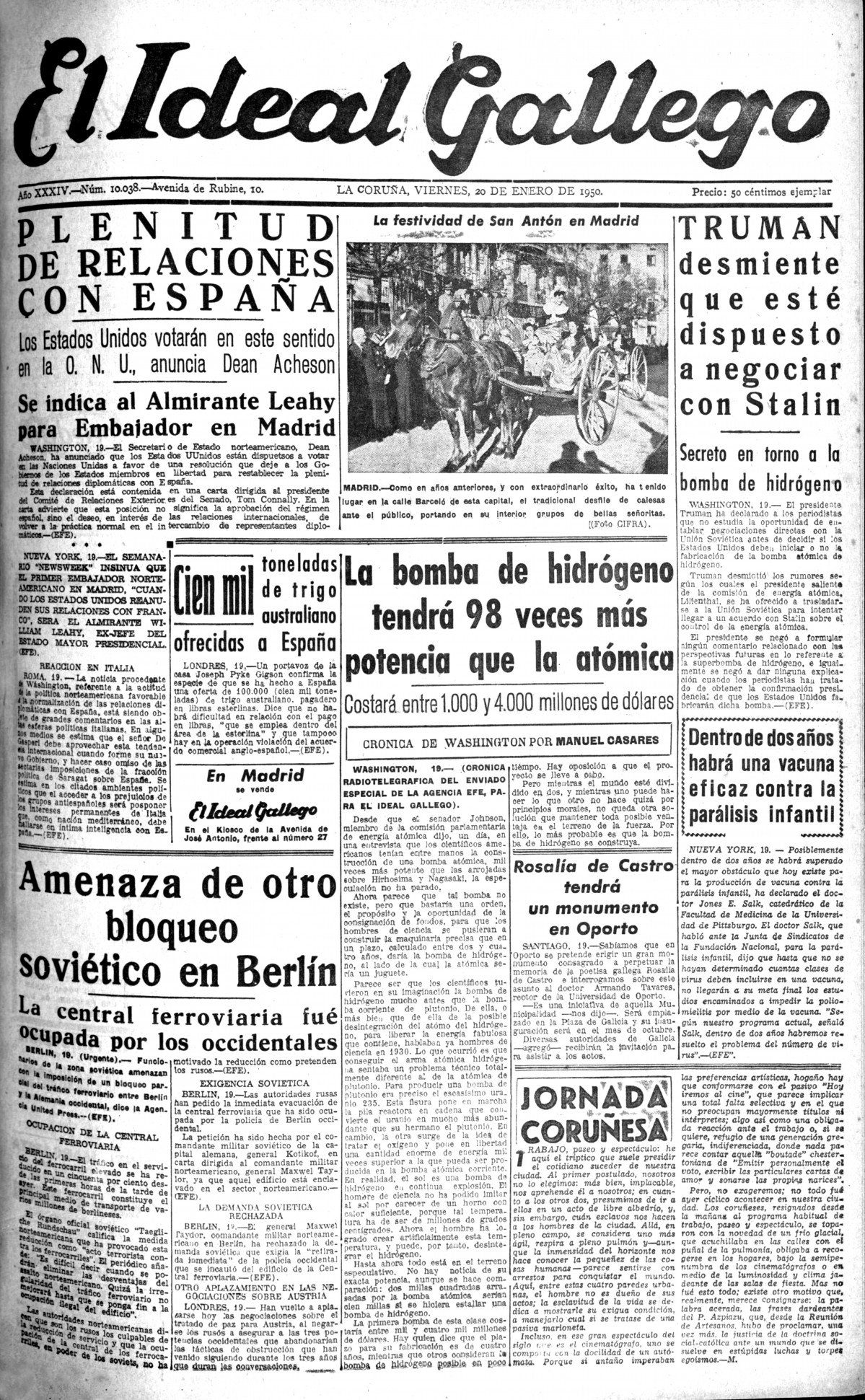 Portada 20 enero 1950 1