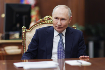 Moscow (Russian Federation), 17/01/2025.- Russian President Vladimir Putin looks on during his meeting with the President of the National Medical Research Centre for Endocrinology Ivan Dedov(not pictu