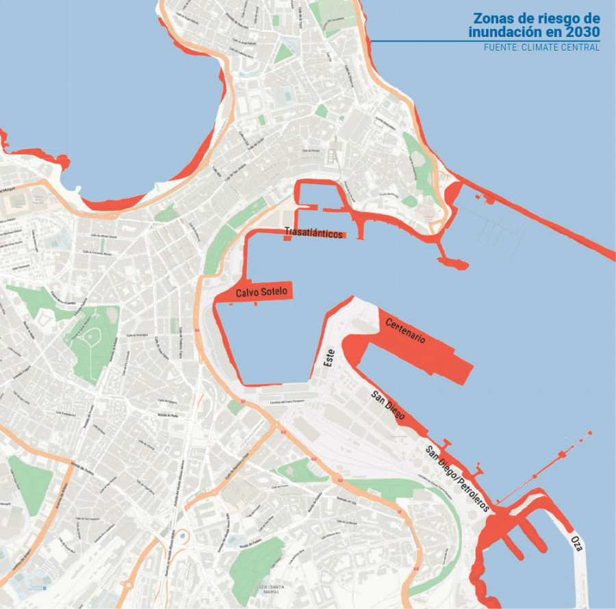 El puerto de A Coruña estudiará zonas inundables para contener la subida del nivel del mar