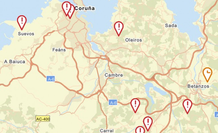 Más de una decena de puntos de A Coruña y su área están sin luz tras el paso de 'Herminia'