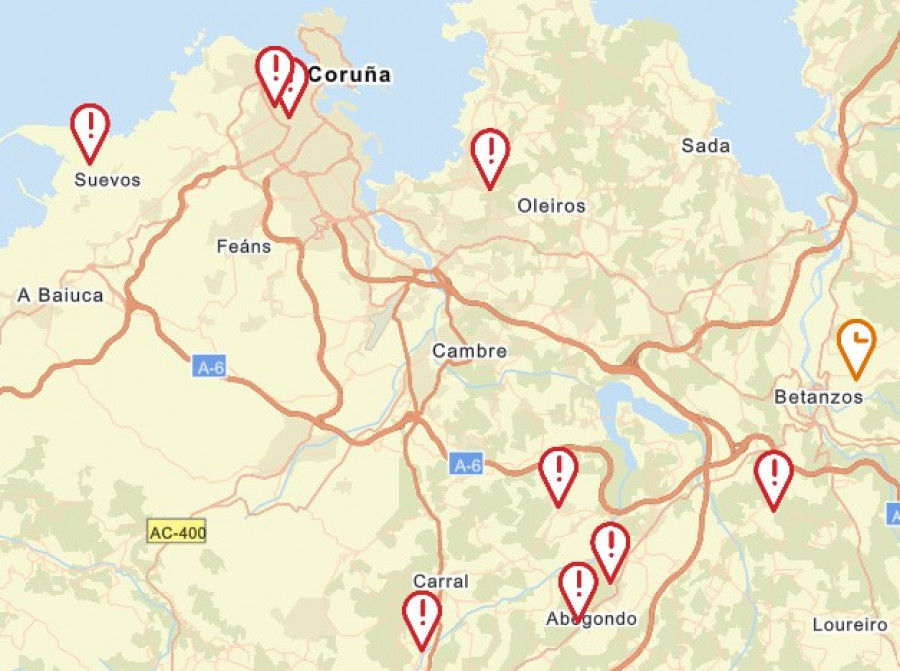 Más de una decena de puntos de A Coruña y su área están sin luz tras el paso de 'Herminia'