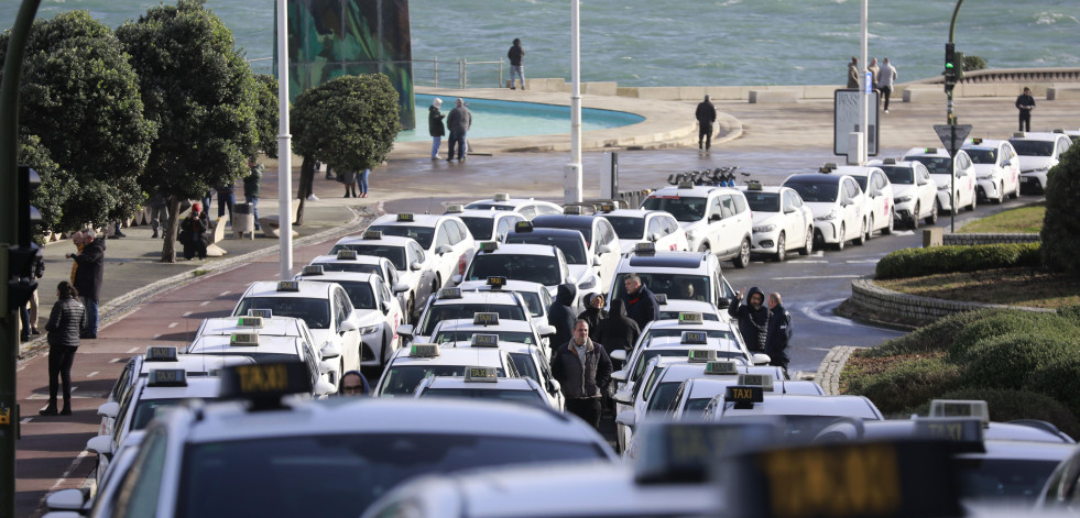 Manifestación de taxis en A Coruña