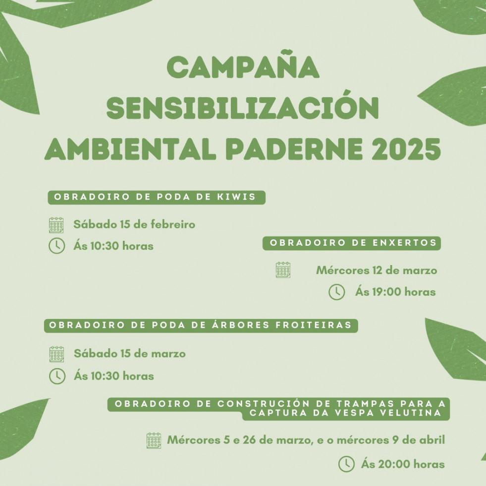 Paderne ofrece cuatro cursos gratuitos dentro de la Campaña de Sensibilización Ambiental