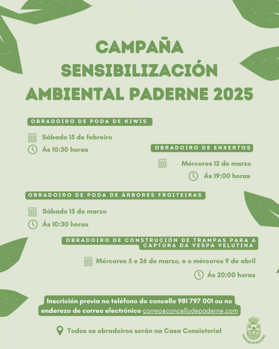 Paderne ofrece cuatro cursos gratuitos dentro de la Campaña de Sensibilización Ambiental