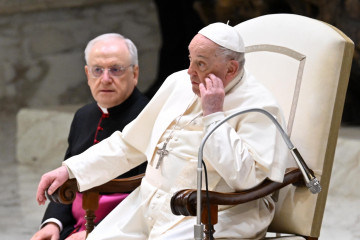 Vatican City (Vatican City State (holy See)), 29/01/2025.- Pope Francis leads his weekly general audience at the Paul VI Hall, in Vatican City, 29 January 2025. (Papa) EFE/EPA/MAURIZIO BRAMBATTI